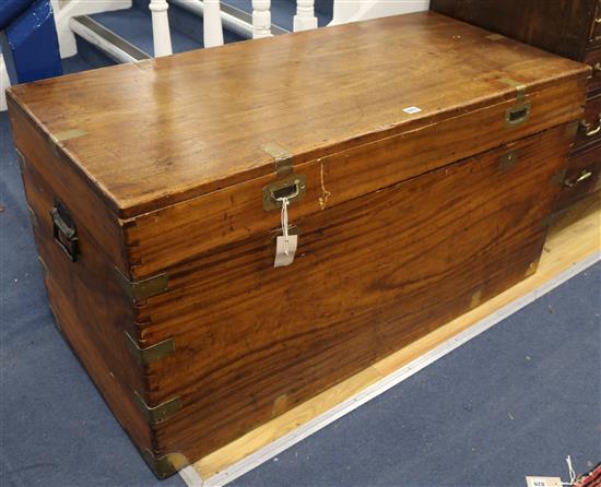 A brass bound camphorwood coffer, W.118cm